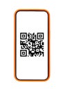 QR code scanner, mobile phone app for electronic payment via qrcode, isolated on white background Royalty Free Stock Photo