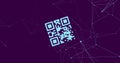 QR code scanner over network of connections against blue background Royalty Free Stock Photo