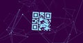 QR code scanner over network of connections against blue background Royalty Free Stock Photo