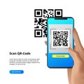 QR code scanning camera smartphone concept for payment or everything