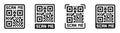 QR code scanning icon set. QR code scanner. Scan me icons. Silhouette style vector icons