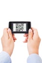 QR code scanning Royalty Free Stock Photo