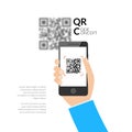 QR code scanning with mobile phone. Capture QR code on mobile phone. Royalty Free Stock Photo