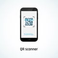 QR code scanning with a mobile phone. Vector illustration