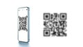 Qr code scanning. Mobile smartphone screen for payment, online pay, scan barcode with qr code scanner on digital smart Royalty Free Stock Photo