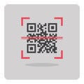 QR Code scanning for smart phone icon. Royalty Free Stock Photo