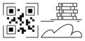 QR code with server stacks and minimal cloud graphic for digital data and technology concepts Royalty Free Stock Photo