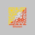 QR code set the color of Bhutan flag, triangle yellow and orange, with a white dragon holding four jewels in its claws centered Royalty Free Stock Photo