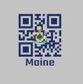 QR code set the color of Maine flag, Maine coat of arms defacing blue field Royalty Free Stock Photo