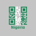 QR code set the color of Nigeria flag. A vertical bicolor triband of green, white and green