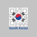 QR code set the color of South Korea flag. a red and blue Taeguk, symbolizing balance on white and black line Royalty Free Stock Photo