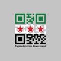 QR code set the color of Syrian flag, A horizontal tricolor of green white and black with three red stars in the center Royalty Free Stock Photo