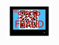 QR CODE and slogan STOP FRAUD on television screen