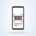 QR code smartphone scanner linear icon. Mobile barcode reader. Electronic digital payment with smartphone.Vector design for