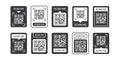 Qr code sticker set black color