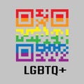 QR code symbol color of LGBTQ+. red orange yellow green blue purple