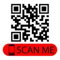 QR-code symbol. Minimal qr code scan badge with the text