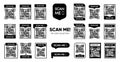 Qr code template collection. Scan my tag for payment. QR code mockup. Barcode smartphone id. Mobile phone barcode banner