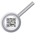 Qr code under magnifying glass Royalty Free Stock Photo