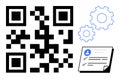 QR Code with User Information Checklist and Settings Gears for Data Management Concepts Royalty Free Stock Photo