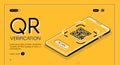 QR code verification app website vector template