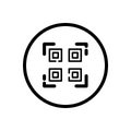 QR code. Web and shopping payment technology. Commerce outline icon in a circle. Vector illustration