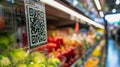 QR Codes for Easy Shopping at a Modern Grocery Store. Generative ai