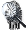 QR fingerprint under magnifying glass showing natural Royalty Free Stock Photo