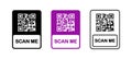 QR scanner label. QR code vector icon. Scan me qr-code illustration Royalty Free Stock Photo