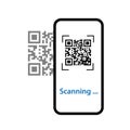 QR scanner. The mobile phone scans the QR code.
