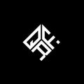 QRF letter logo design on black background. QRF creative initials letter logo concept. QRF letter design Royalty Free Stock Photo
