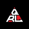 QRL triangle letter logo design with triangle shape. QRL triangle logo design monogram. QRL triangle vector logo template with red Royalty Free Stock Photo