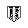 QS Logo monogram shield geometric white line inside black shield color design