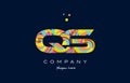 qs q s colorful alphabet letter logo icon template vector
