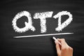 QTD Quarter To Date - period starting at the beginning of the current quarter and ending at the current date, acronym text on