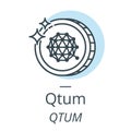 Qtum cryptocurrency coin line, icon of virtual currency Royalty Free Stock Photo