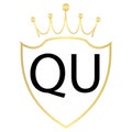 QU Letter Logo Design With Simple style