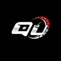 QU Logo Letter Speed Meter Racing Style