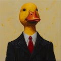 Quack-tastic Surprise: A Red Tie and Petrol Accents on a Duck Su