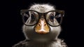 Quack-tastic Vision: A Duck Rocking Stylish Glasses in a Feathered Portrait