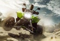 Quad ATV at full speed in the air Royalty Free Stock Photo