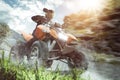 Quad ATV at full speed in the air Royalty Free Stock Photo