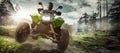 Quad ATV at full speed in the air Royalty Free Stock Photo