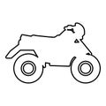 Quad bike ATV moto for ride racing all terrain vehicle contour outline line icon black color vector illustration image thin flat Royalty Free Stock Photo