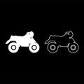 Quad bike ATV moto for ride racing all terrain vehicle set icon white color vector illustration image solid fill outline contour