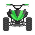 Quad bike in green color and front view