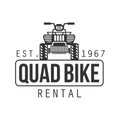 Quad Bike Hire Label Design Black And White Template With Text For Quadricycle Rental Business Royalty Free Stock Photo