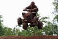 Quad bike racing, airborne Royalty Free Stock Photo