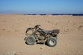 Quad bike stands on the shore of the Gulf of Aqaba. Dahab, South Sinai Governorate, Egypt Royalty Free Stock Photo