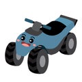 Quad Bike transportation cartoon character perspective view vector illustration